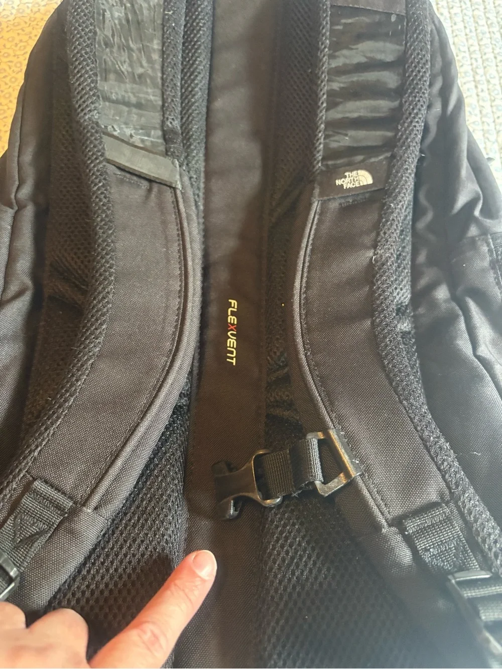 The North Face black backpack